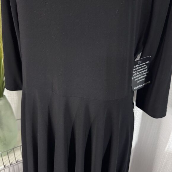 NEW Boston Proper XL Black Tie Back MIDI Dress Modest Traditional Workwear NWT - Picture 3 of 14